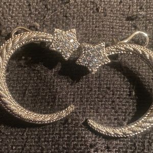 Judith Ripka 925 Sterling Silver Diamonique Pave CZ Shooting Star Earrings